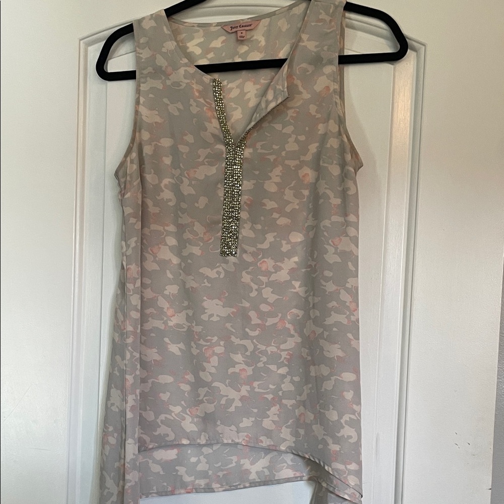 Juicy Couture Gray and Pink Sleeveless Blouse